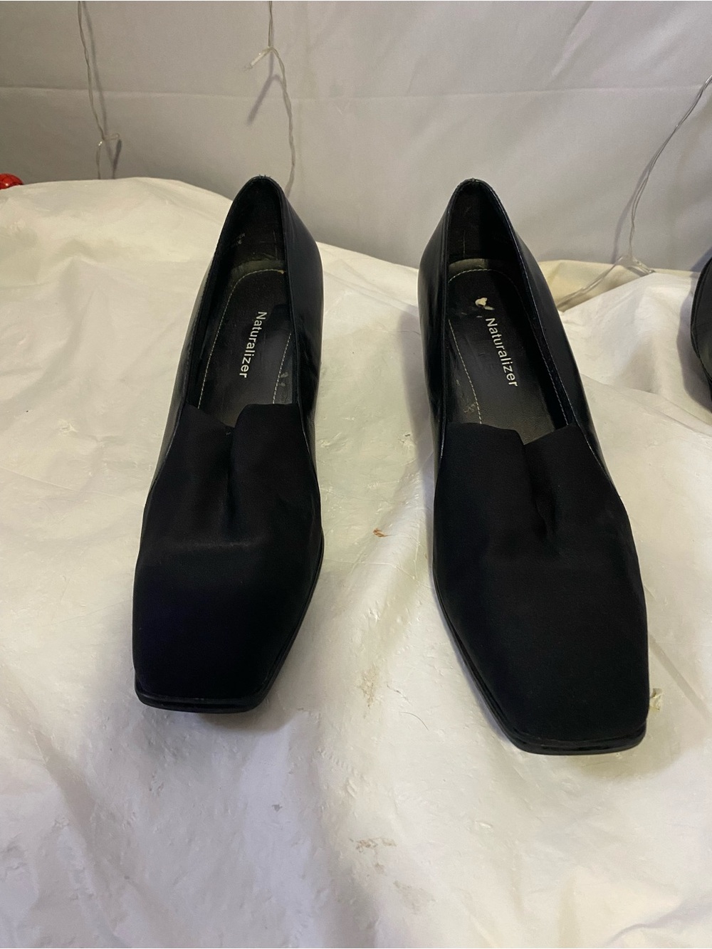 Naturalizer Black Square-Toe Slip-On Loafers